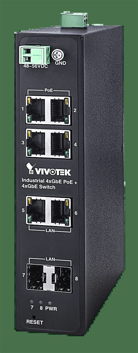 VIVOTEK Industrial POE Switch 4x GE POE; 2x GE; 2x SFP;  No Power Supply 
